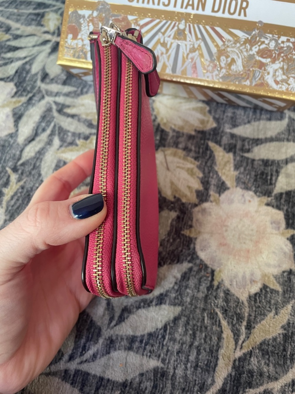 Coach Pink Pebbled Leather Wristlet Clutch Two Compartments Zippered - Picture 4 of 14